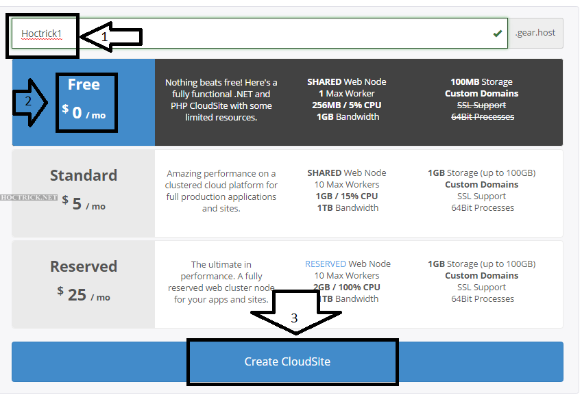 Hướng Dẫn Đăng kí Và Quản Lý Cloud Hosting Tại GearHost Trên Điện Thoại